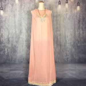 70's Pandora Lingerie Pink~n~Ribbons Night Gown